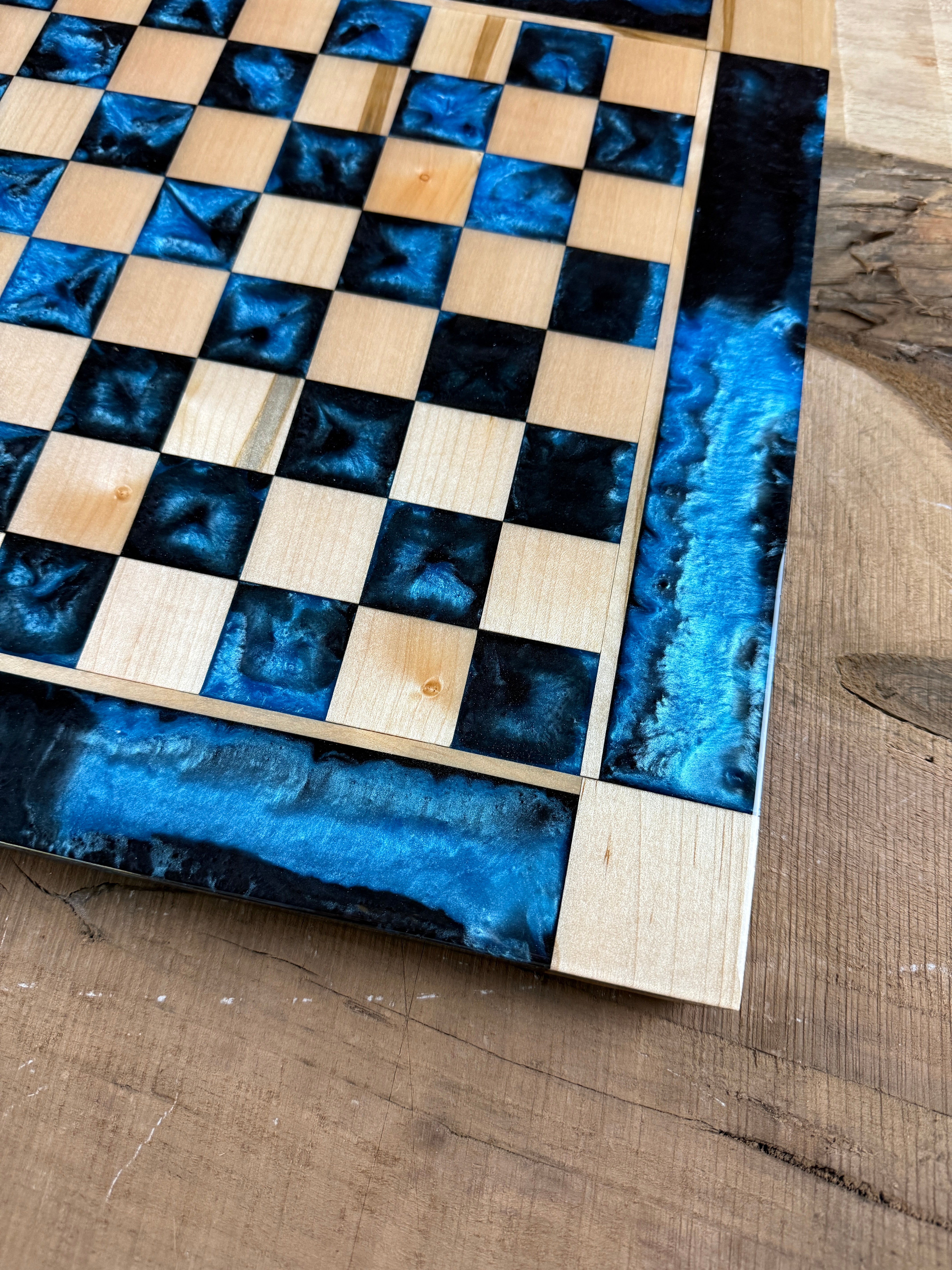 Caribbean Black Onyx Maple Wood Chess Board (PIECES INCLUDED)