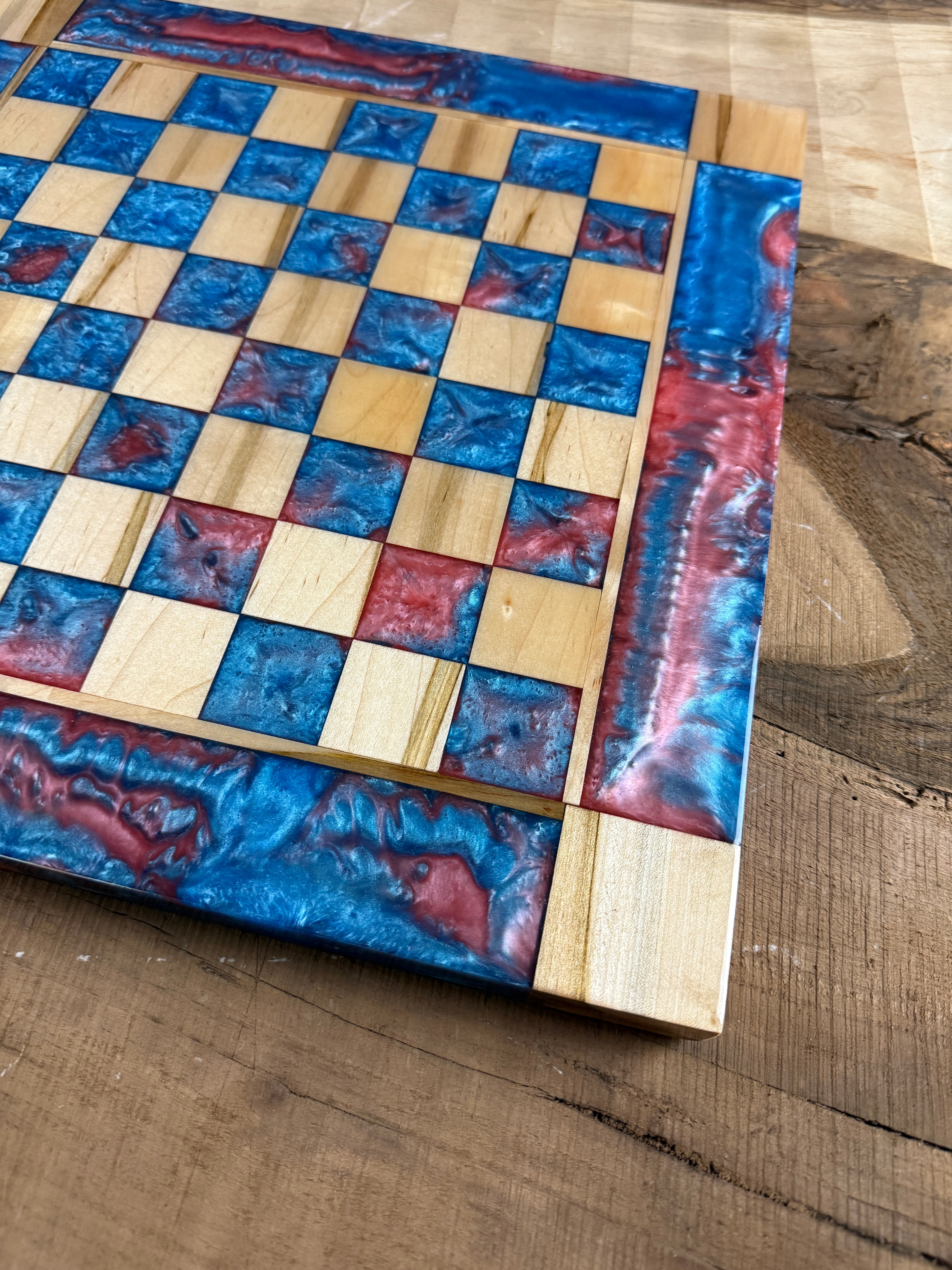 Cotton Candy Maple Wood Chess Board (INCLUDES PIECES)