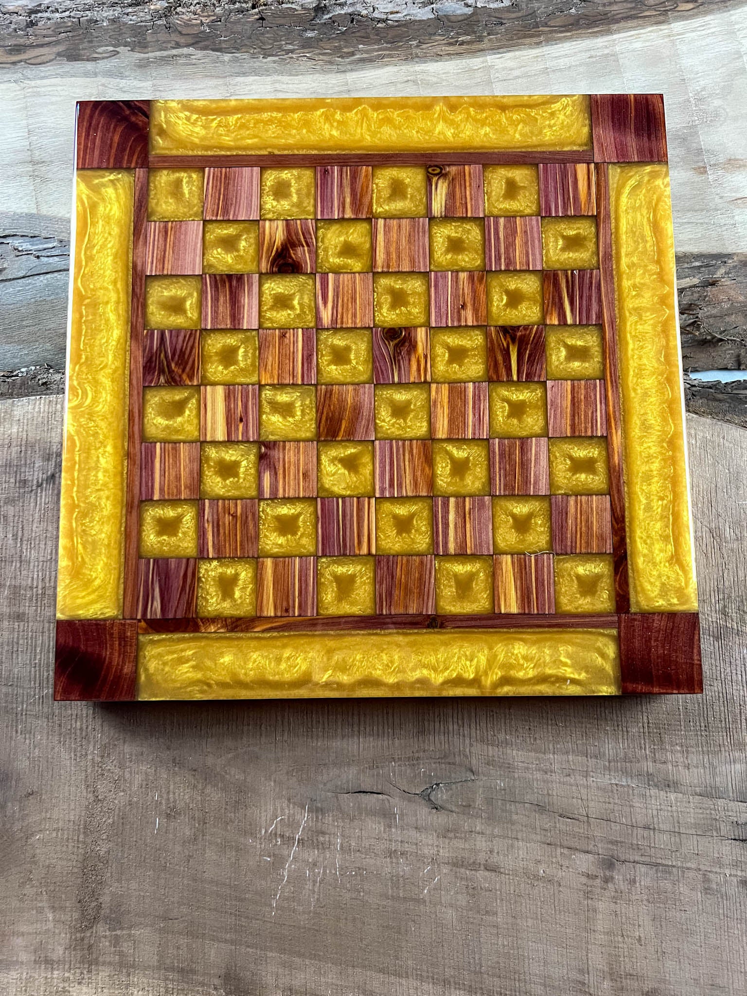 Pure Gold Cedar Chess Board (With Border)