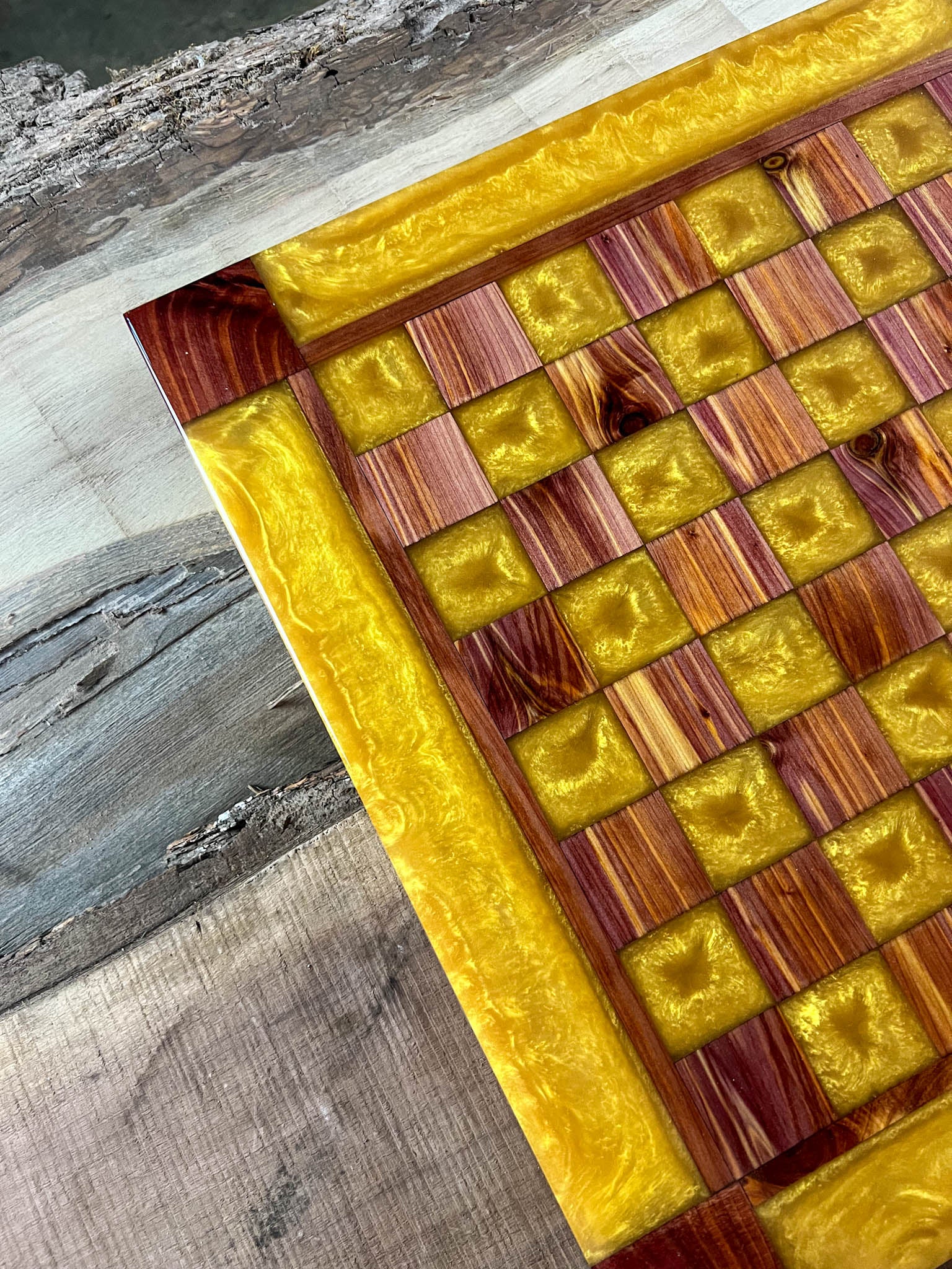 Pure Gold Cedar Chess Board (With Border)