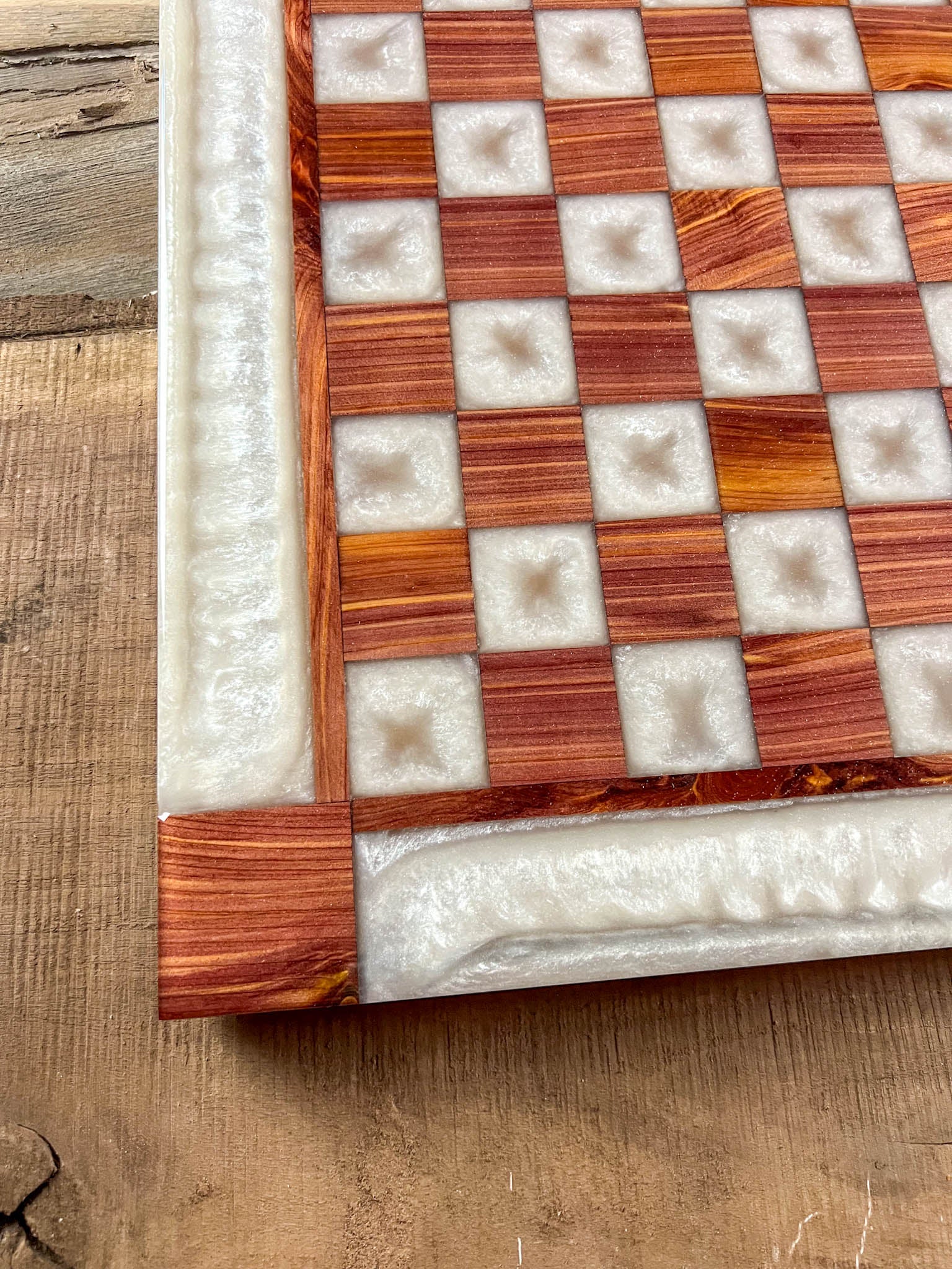 Pure Pearl White Cedar Chess Board (With Border)