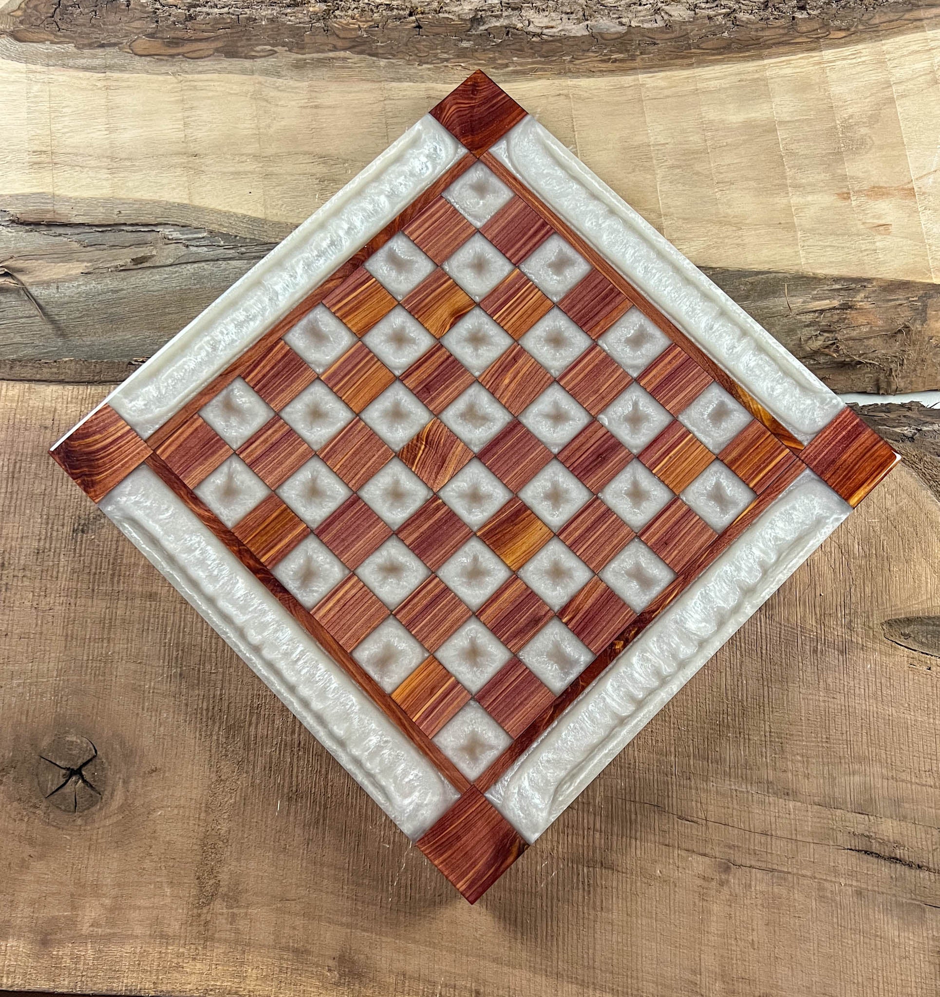 Pure Pearl White Cedar Chess Board (With Border)