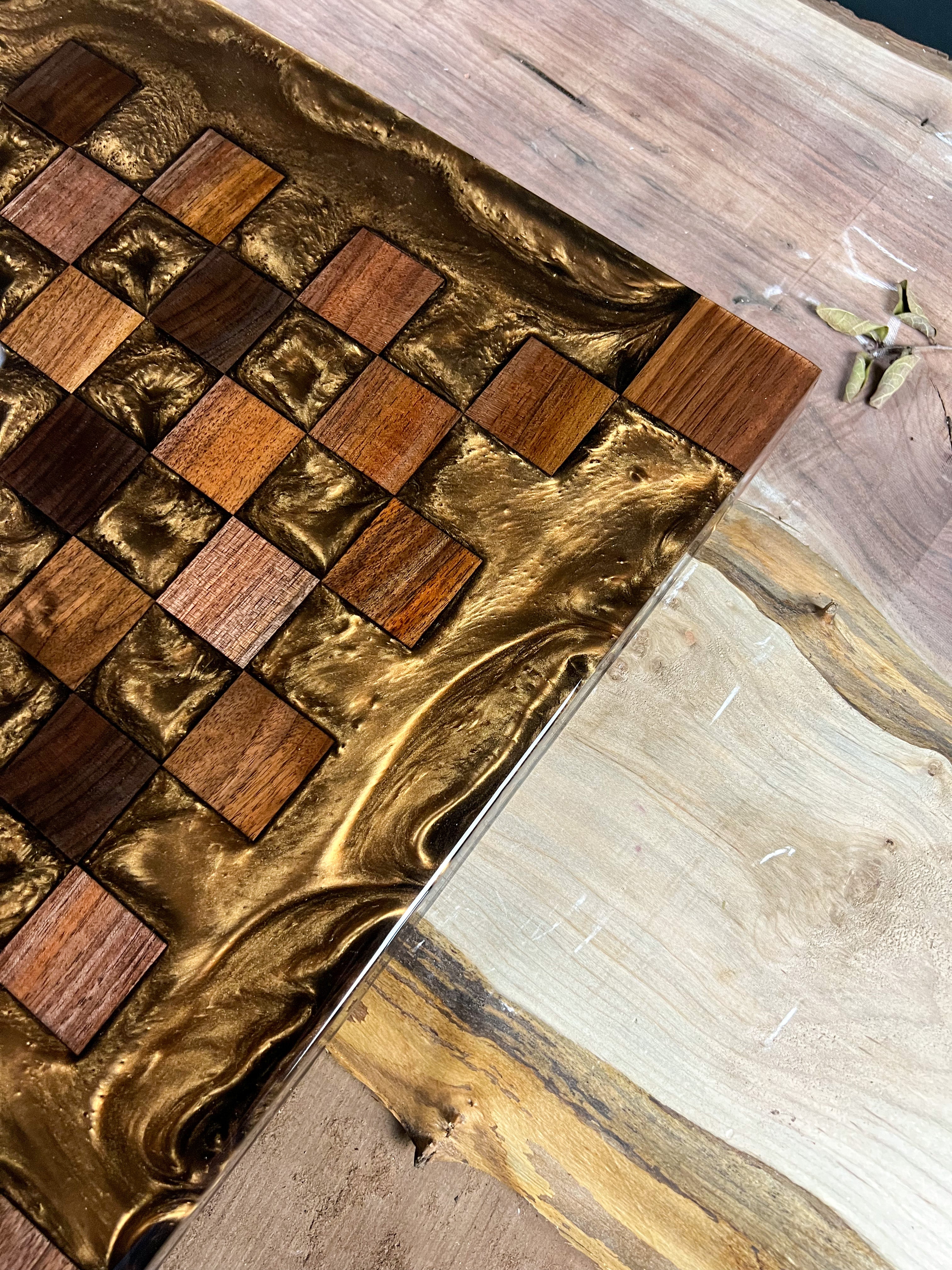 Black Walnut Earth Chess Board