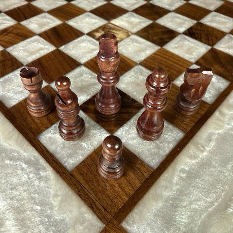 Glow in the Dark Walnut Chess Board (INCLUDES PIECES)