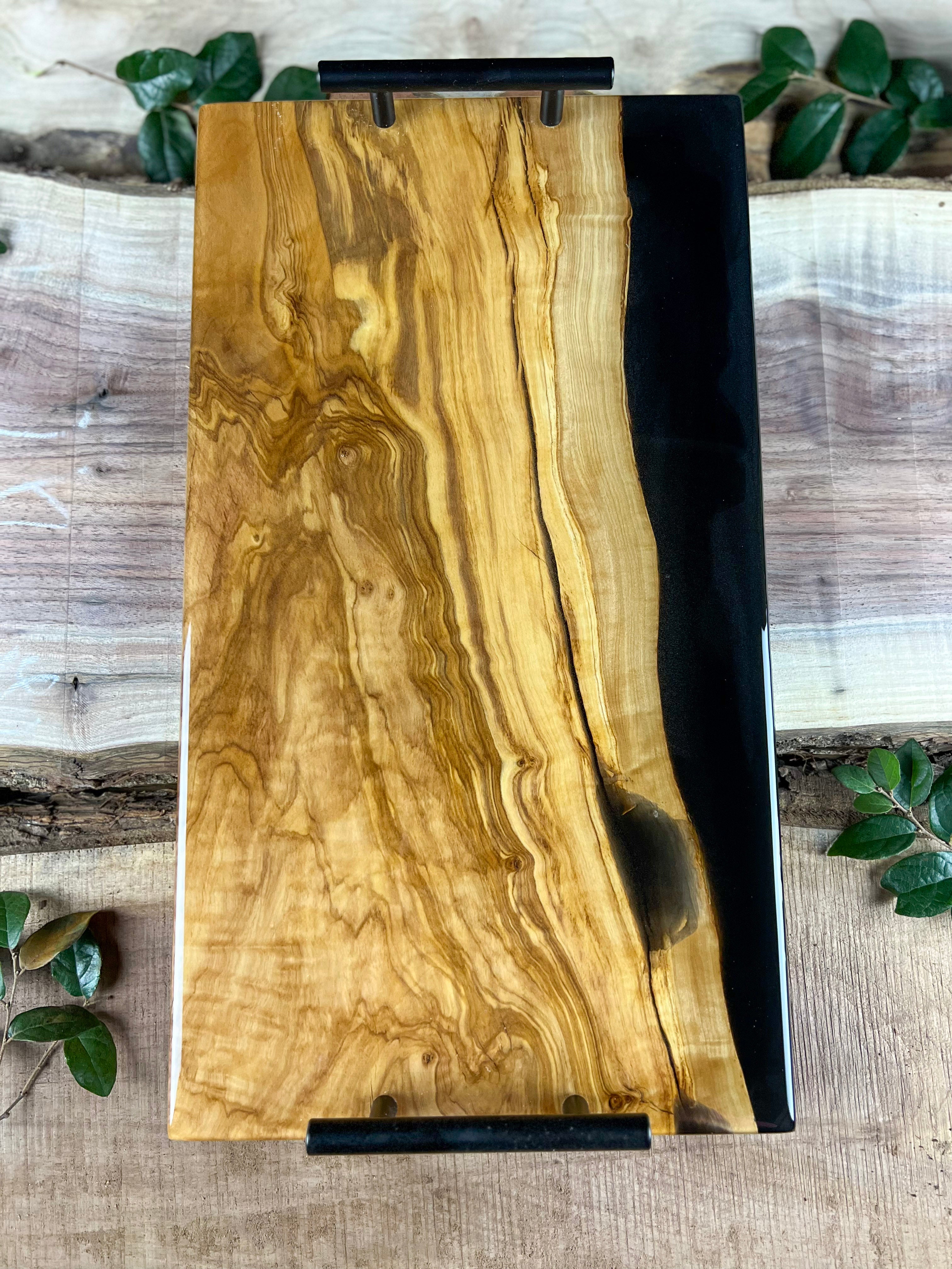 Olive Wood Black Onyx Serving Tray