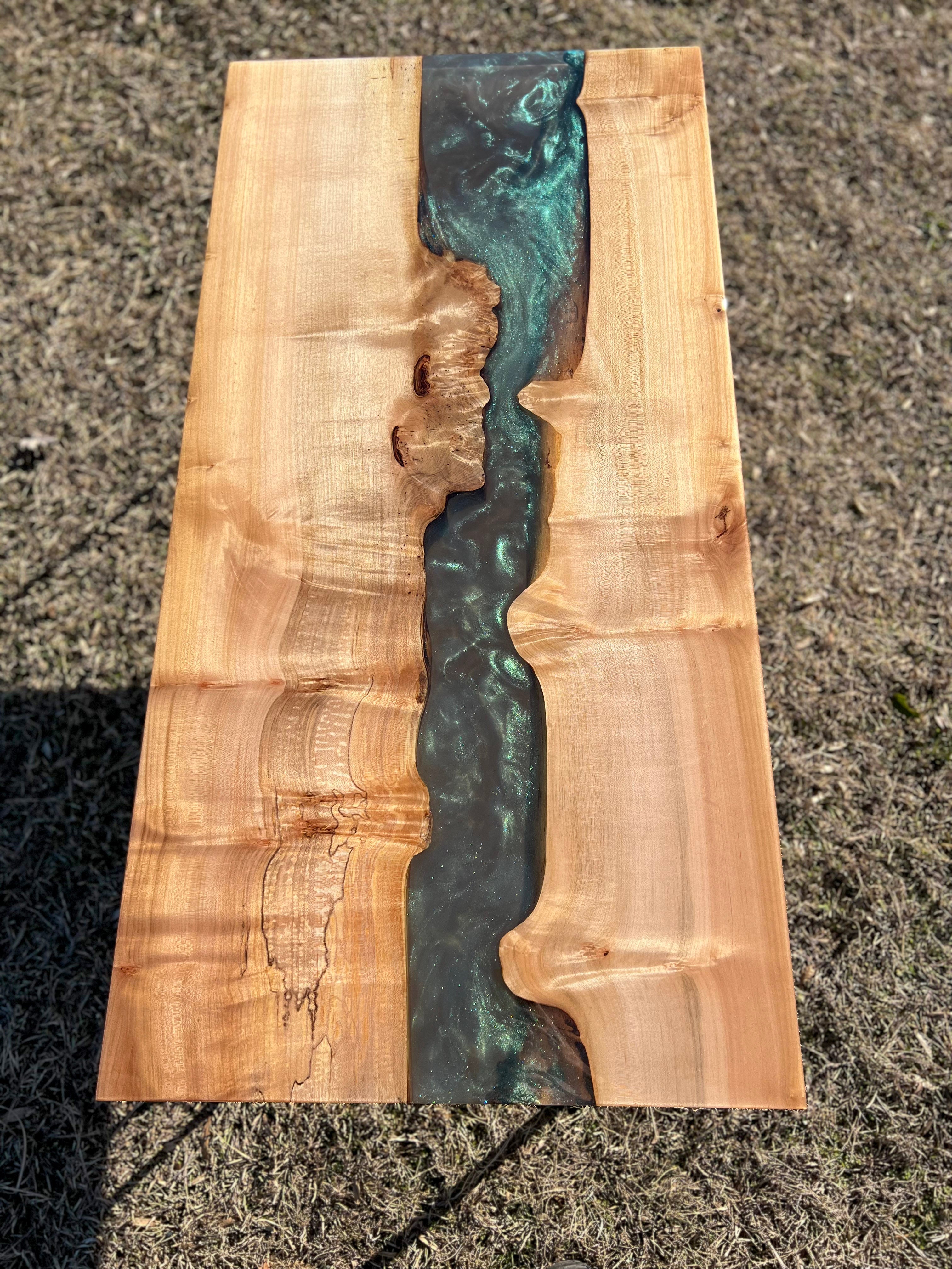 Exotic Maple Burl Emerald Green Coffee Table