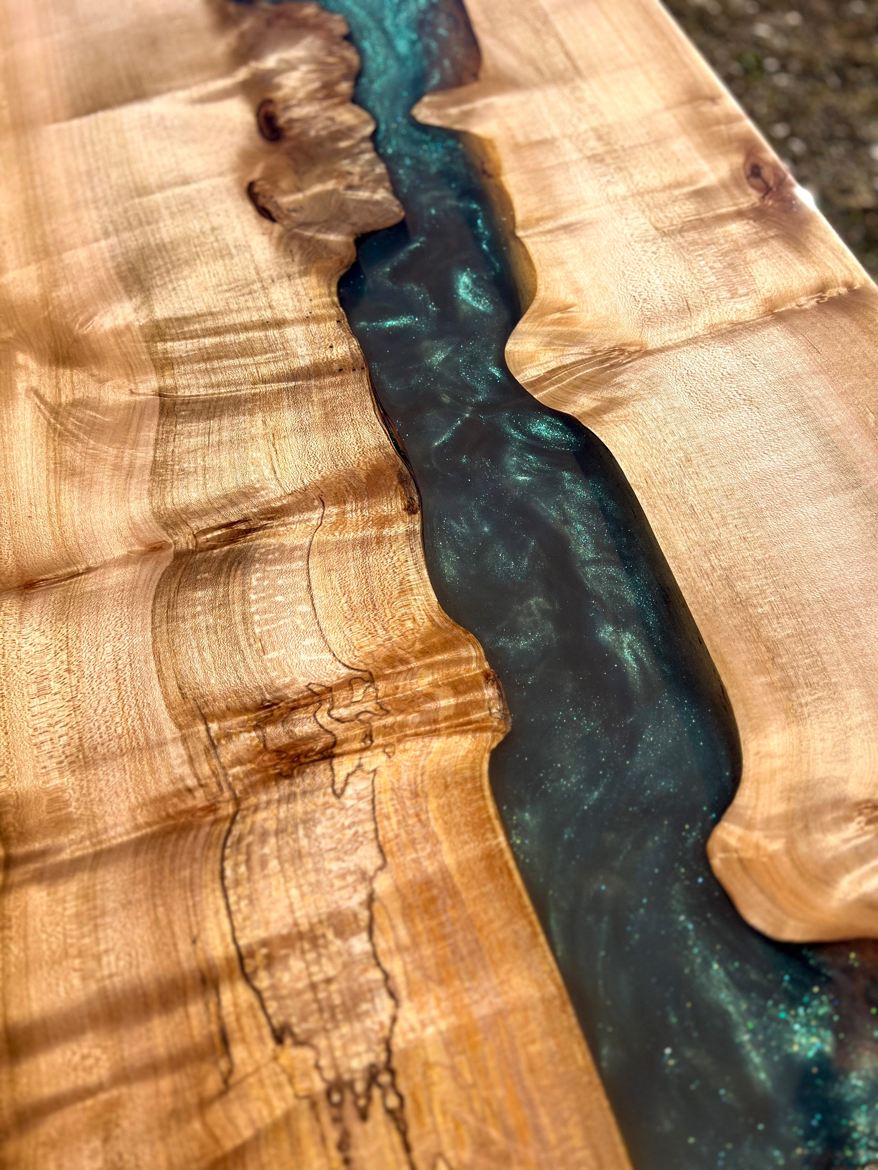 Exotic Maple Burl Emerald Green Coffee Table