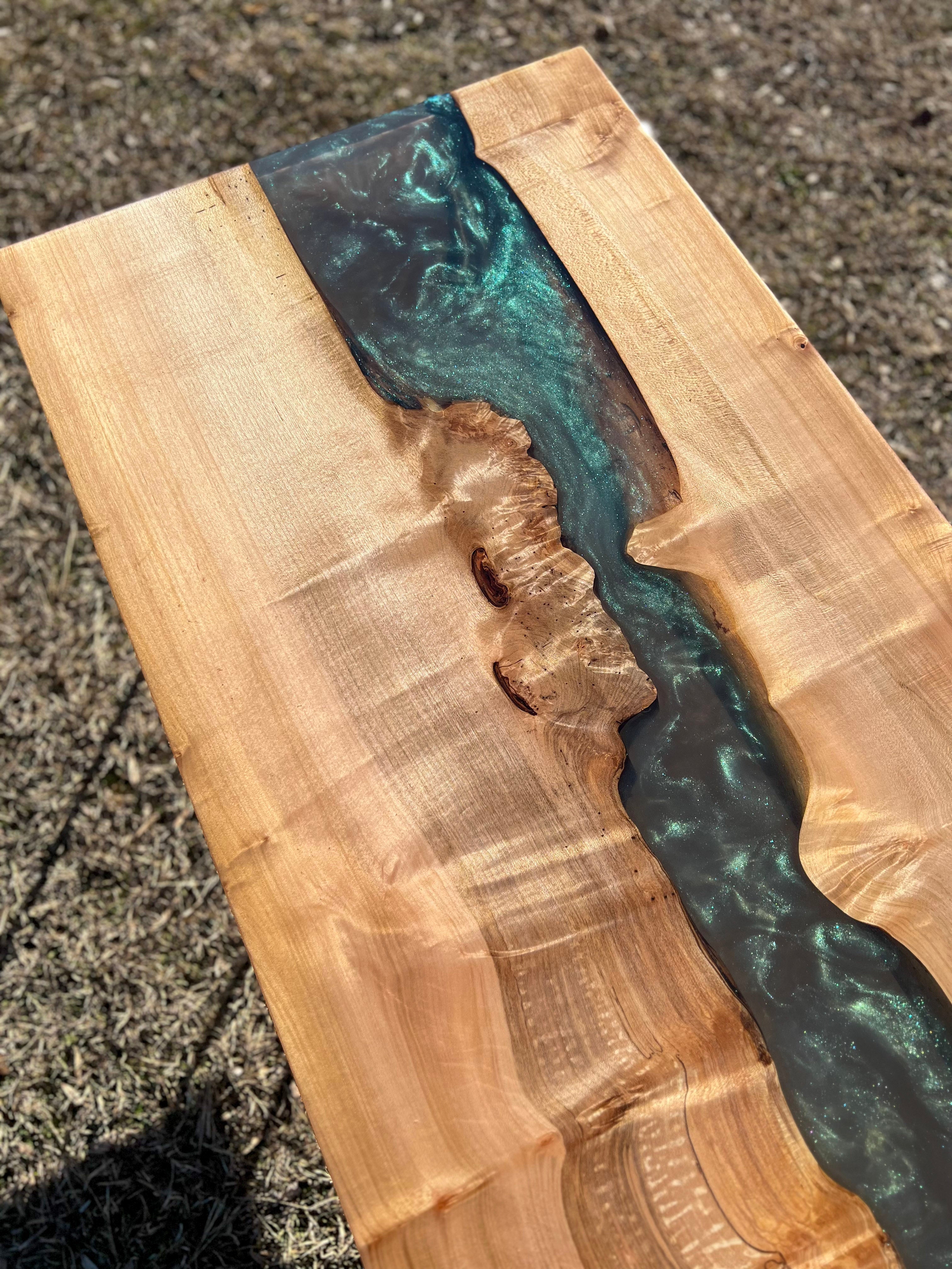 Exotic Maple Burl Emerald Green Coffee Table