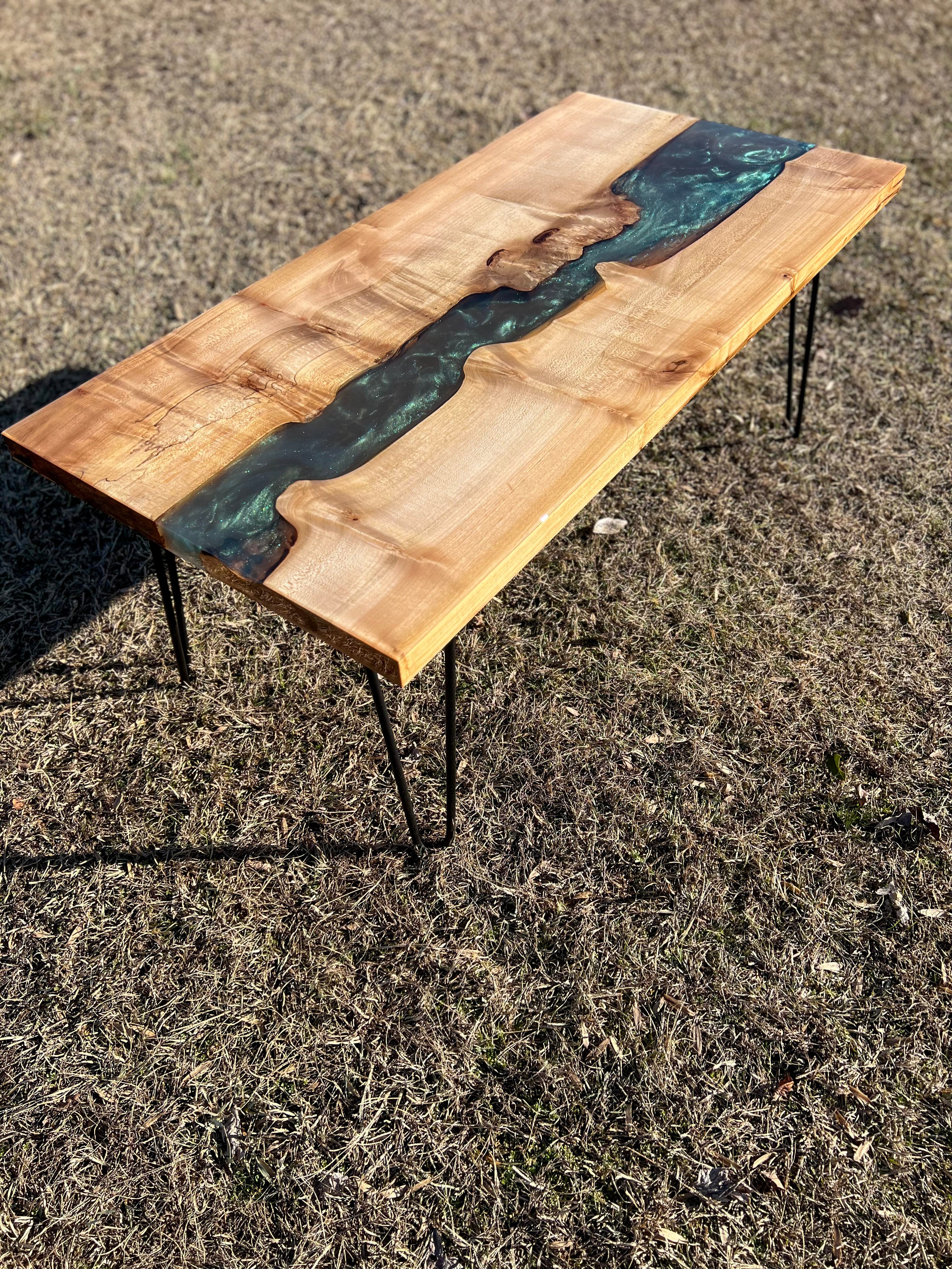 Exotic Maple Burl Emerald Green Coffee Table