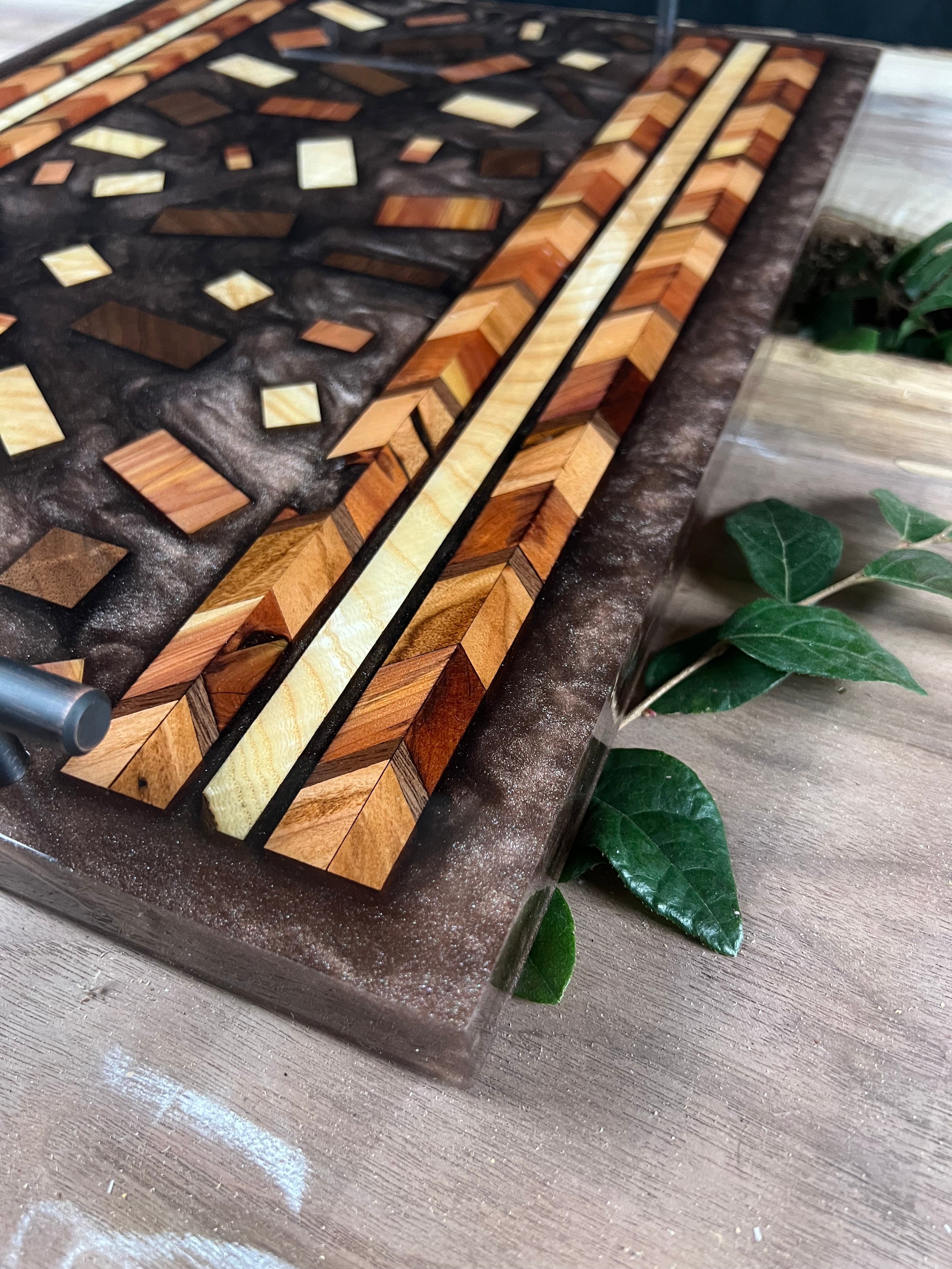 Arrow Mixed Wood Centerpiece/Serving Tray