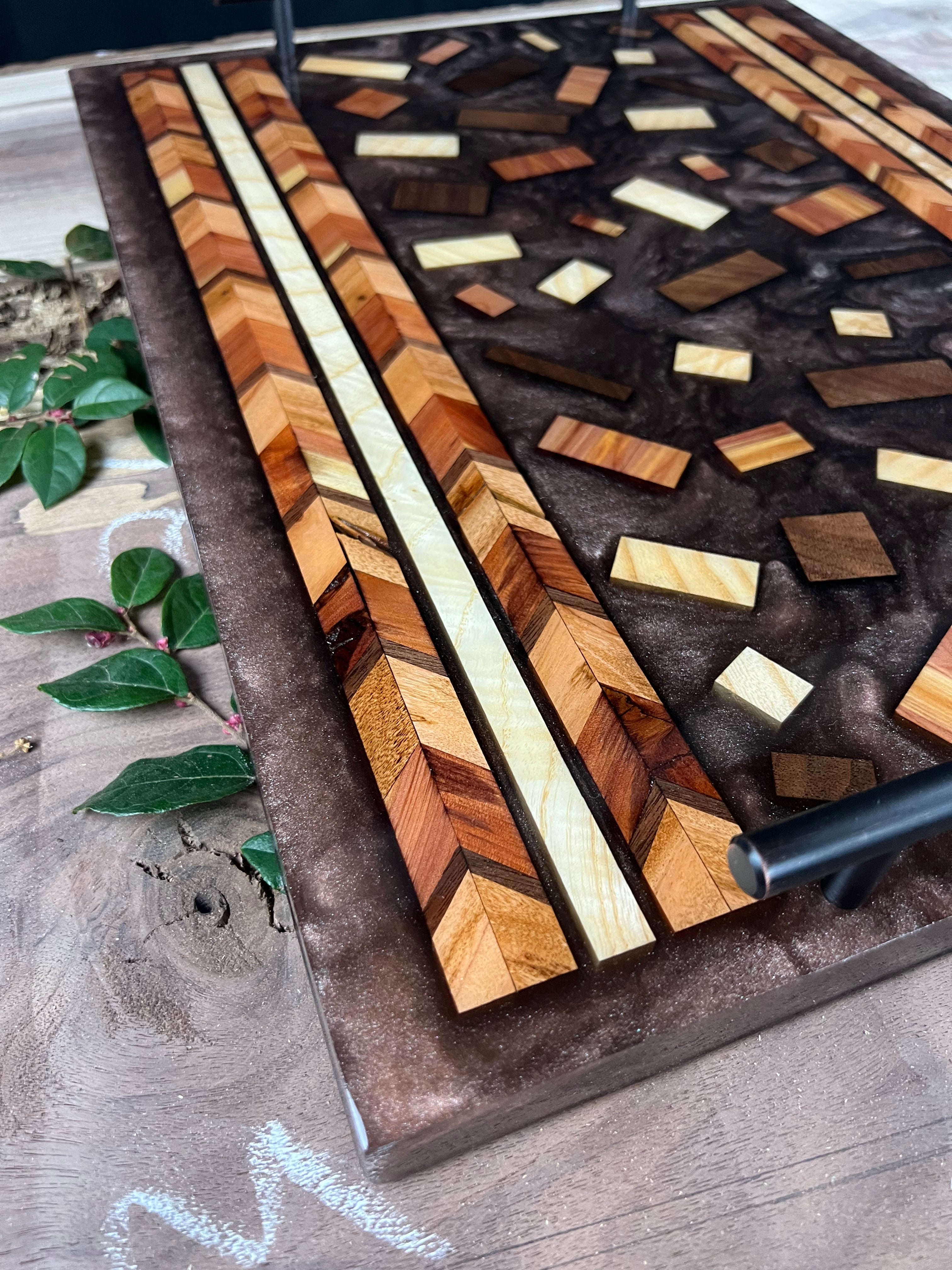 Arrow Mixed Wood Centerpiece/Serving Tray