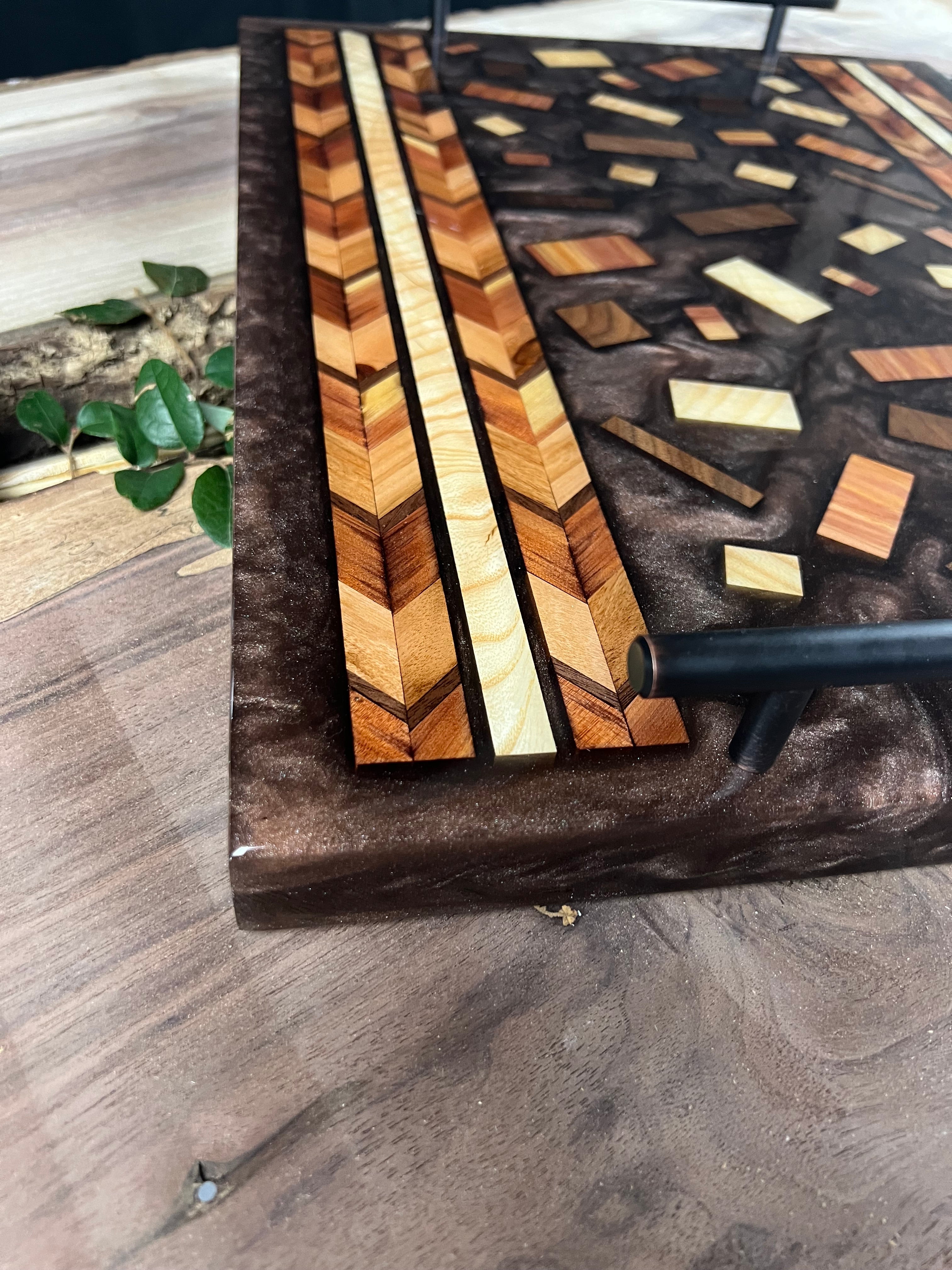 Arrow Mixed Wood Centerpiece/Serving Tray