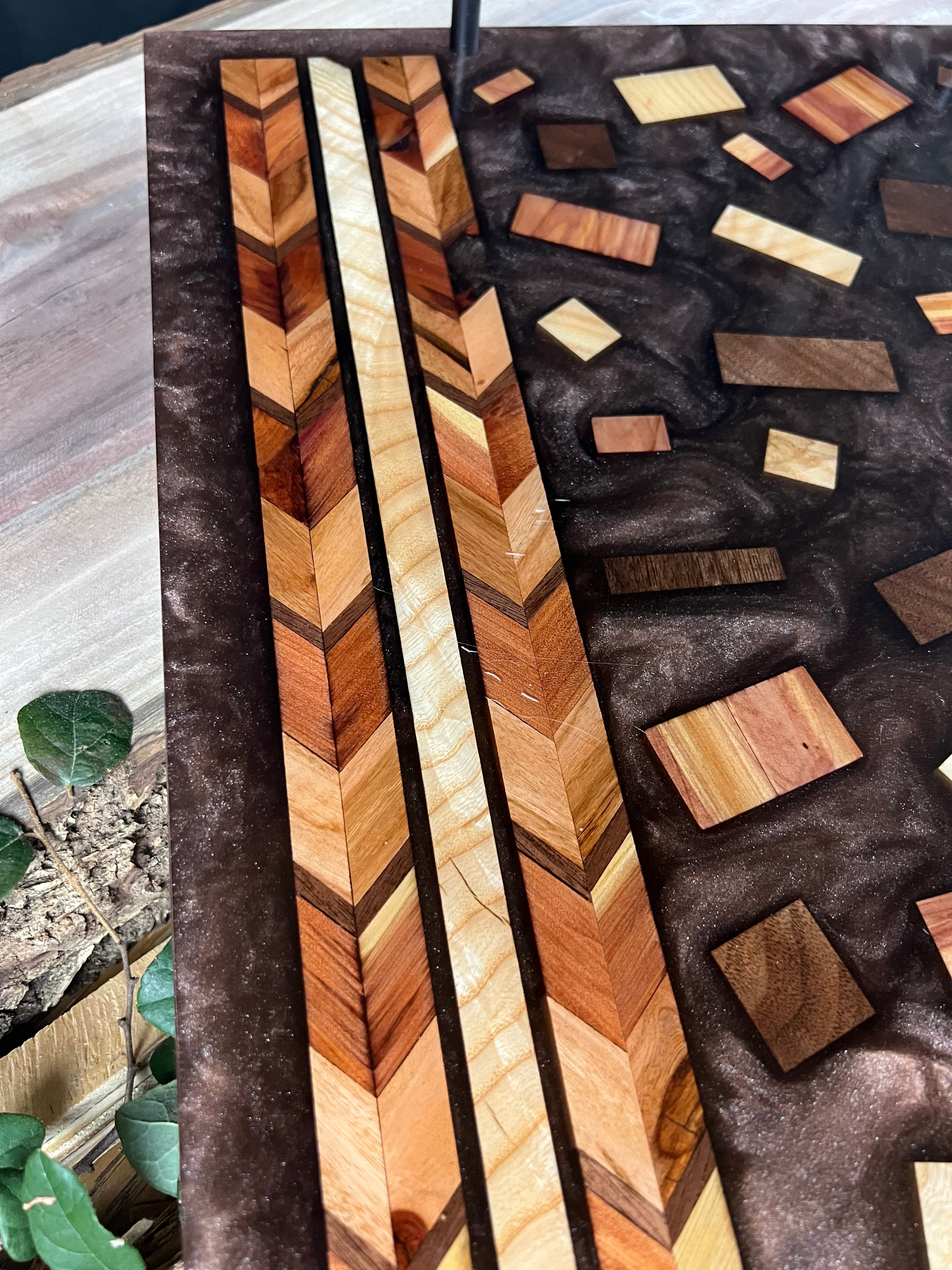 Arrow Mixed Wood Centerpiece/Serving Tray