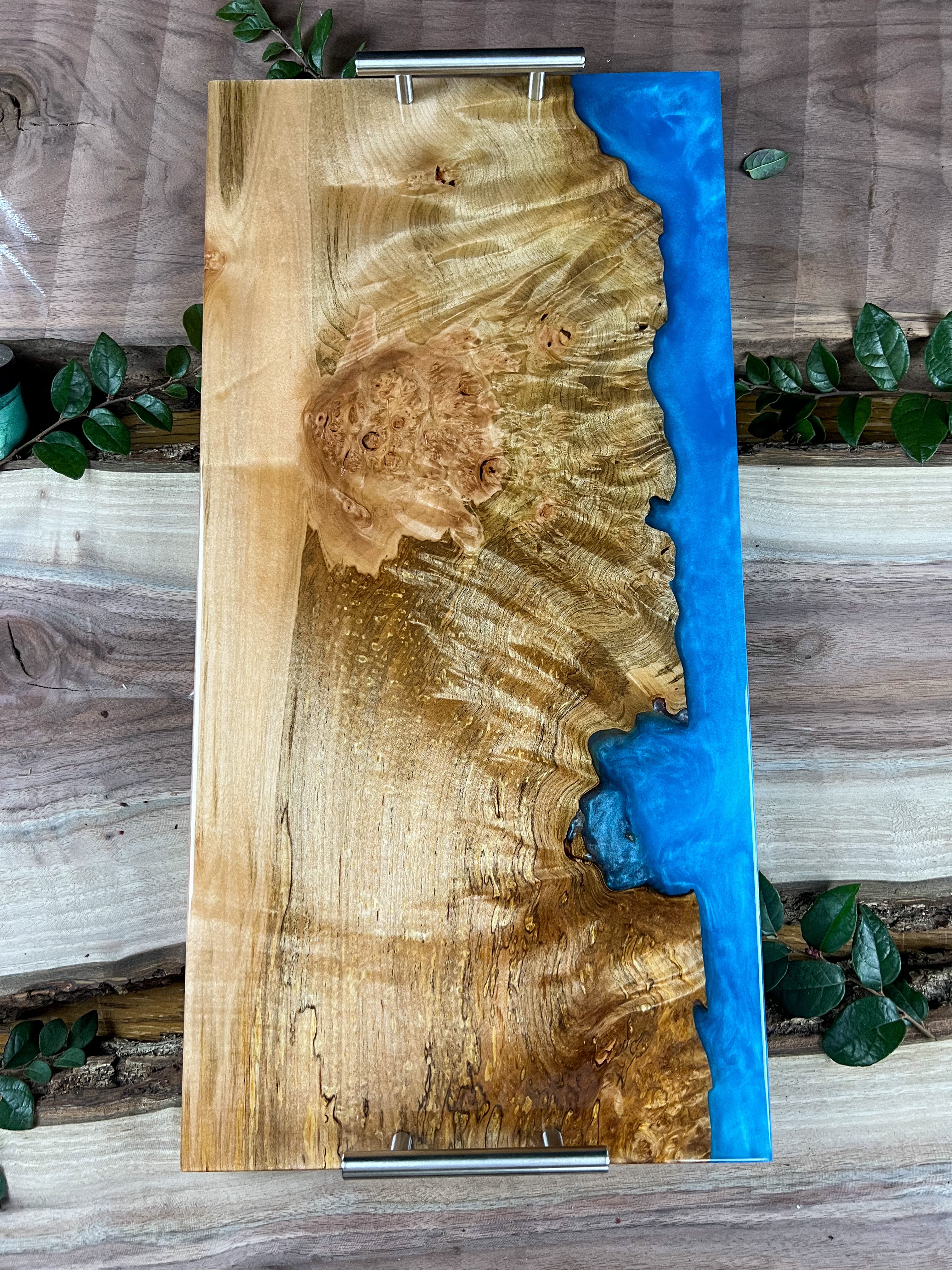 Exotic Maple Burl Caribbean Serving Tray