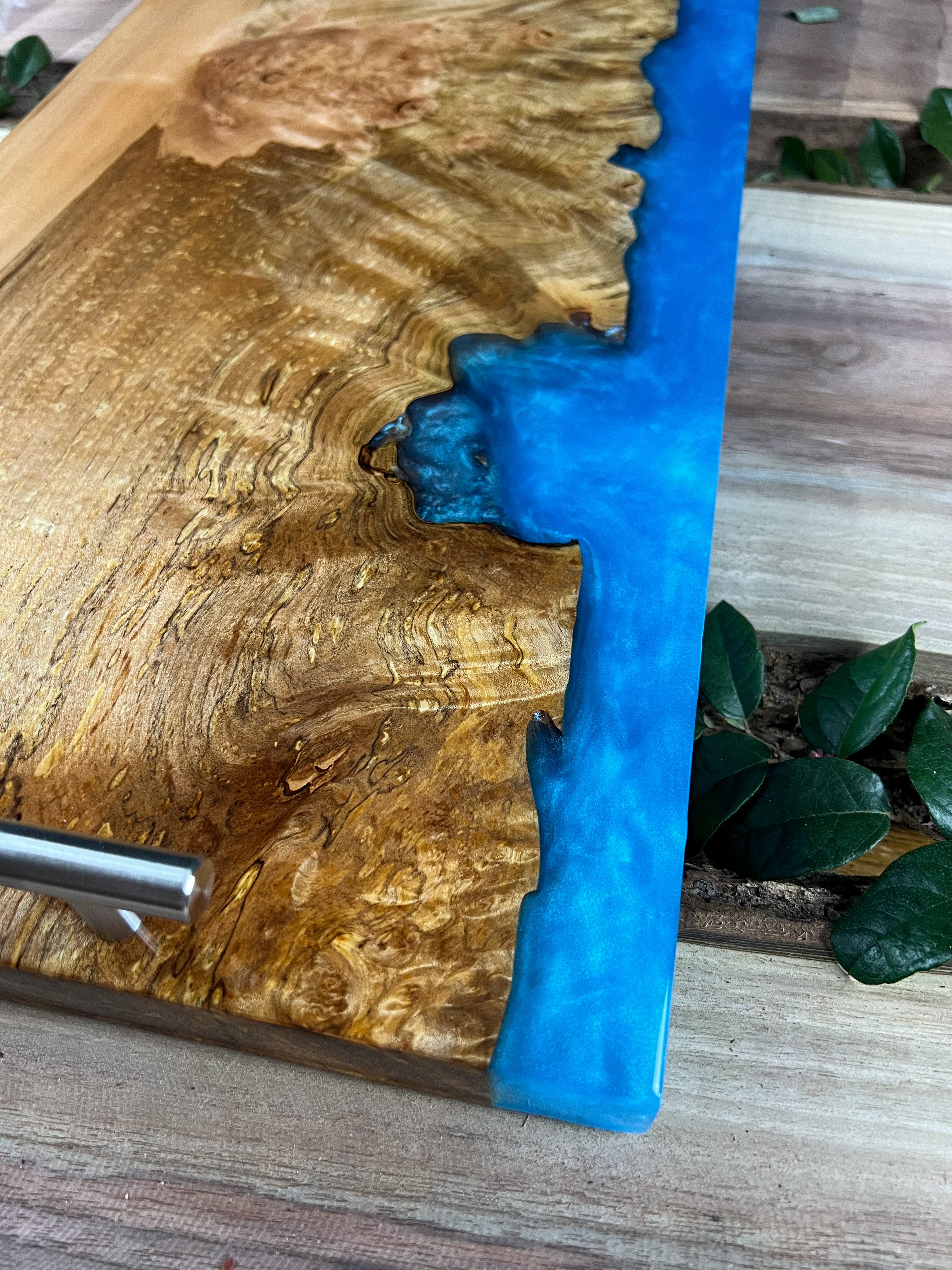 Exotic Maple Burl Caribbean Serving Tray
