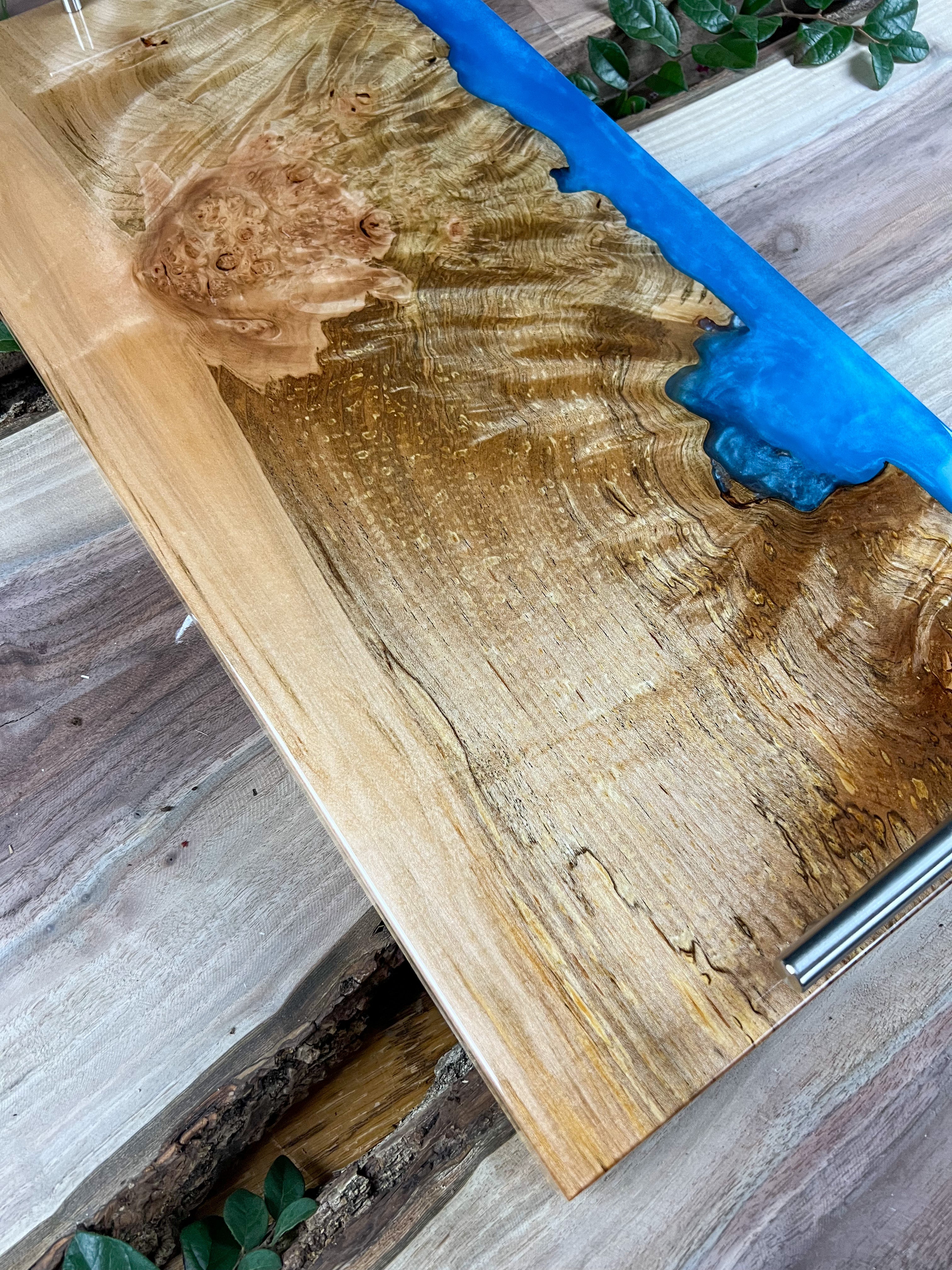 Exotic Maple Burl Caribbean Serving Tray