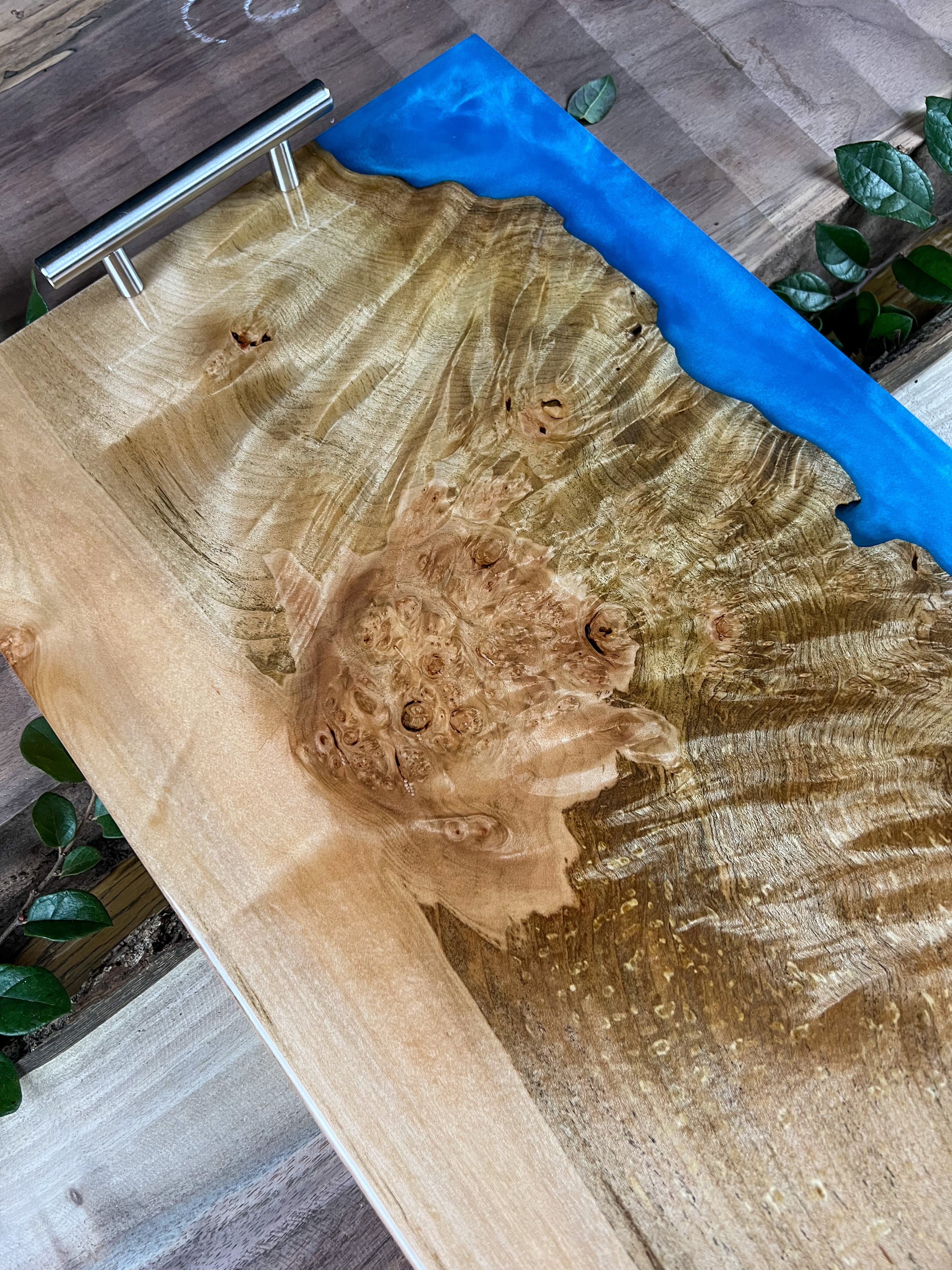 Exotic Maple Burl Caribbean Serving Tray