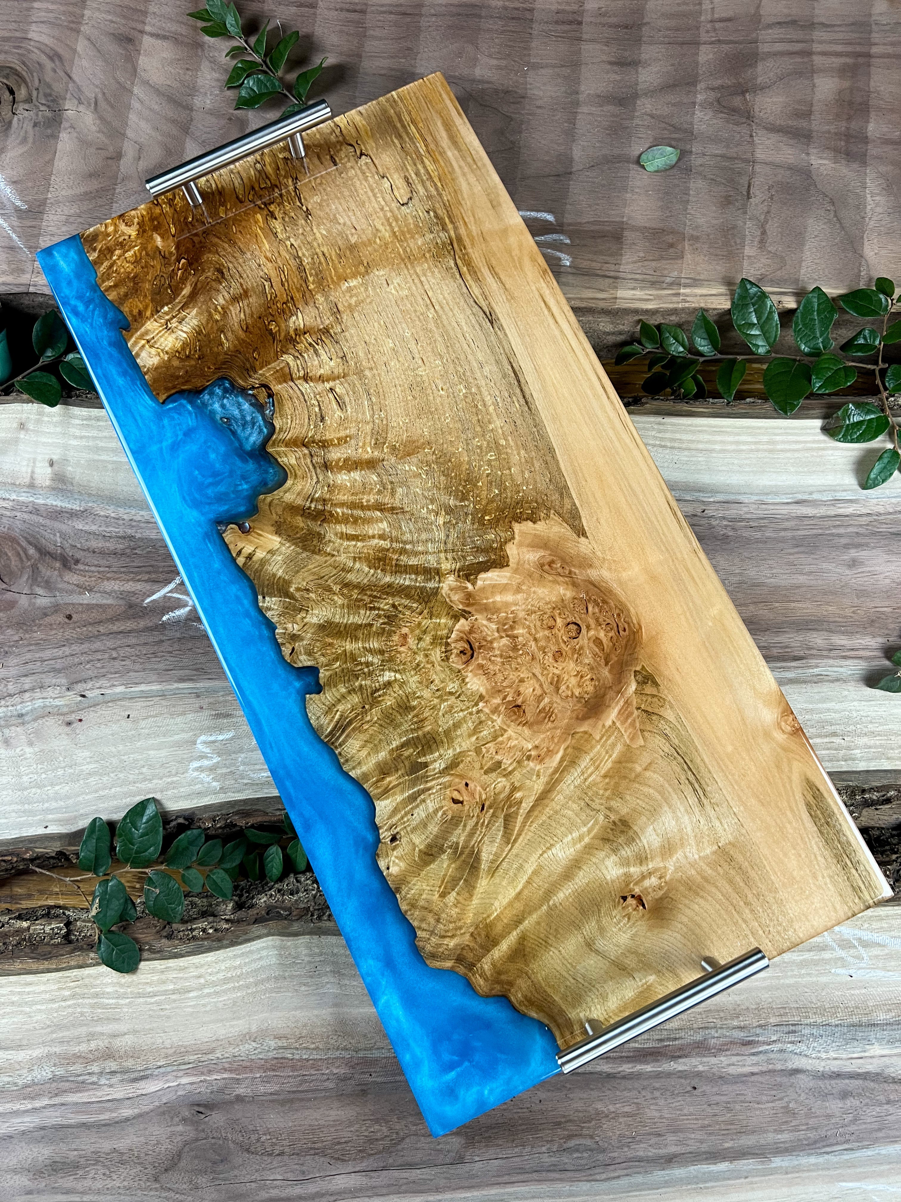 Exotic Maple Burl Caribbean Serving Tray