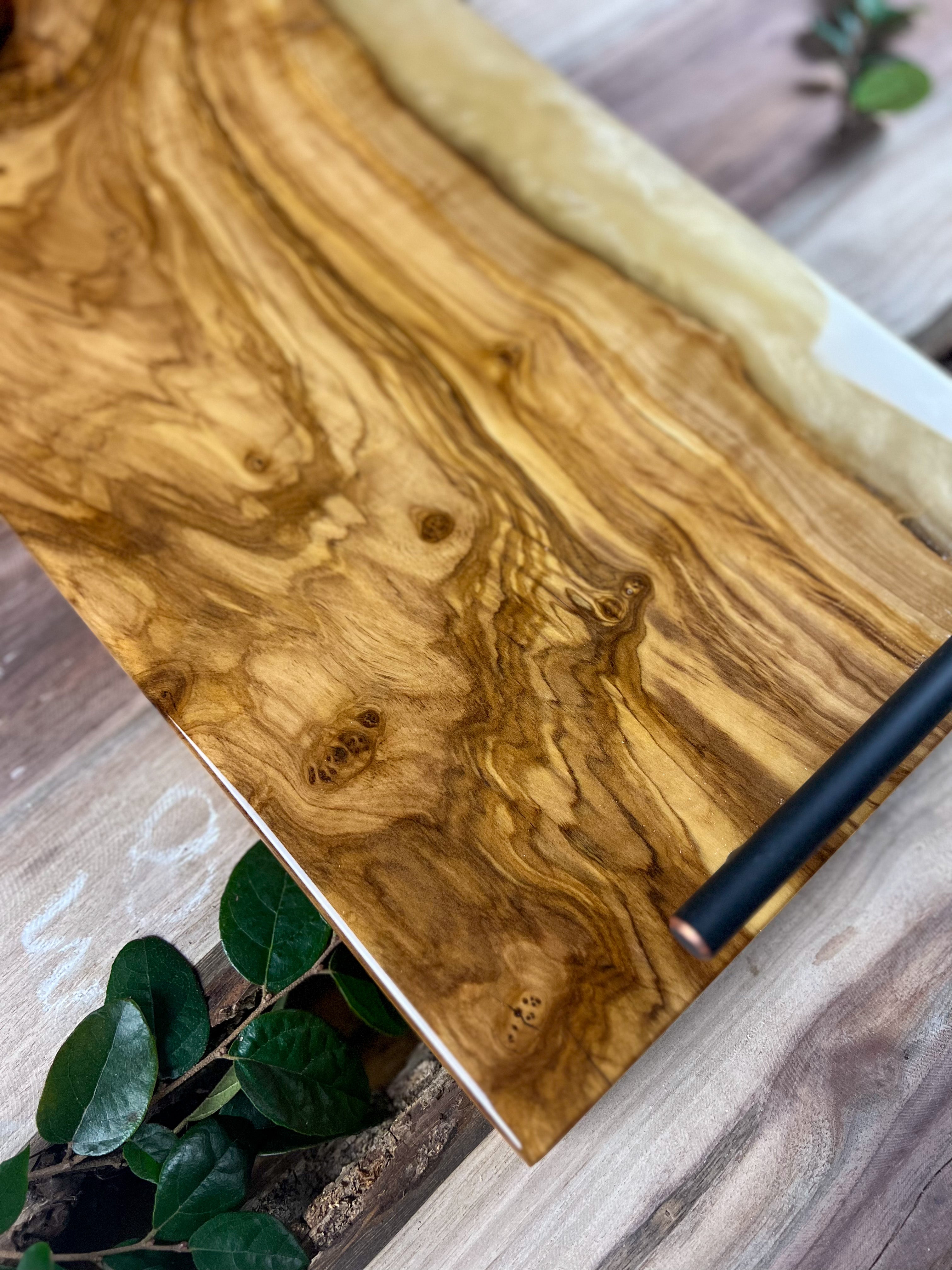 Olive Wood Venetian Gold Serving Tray