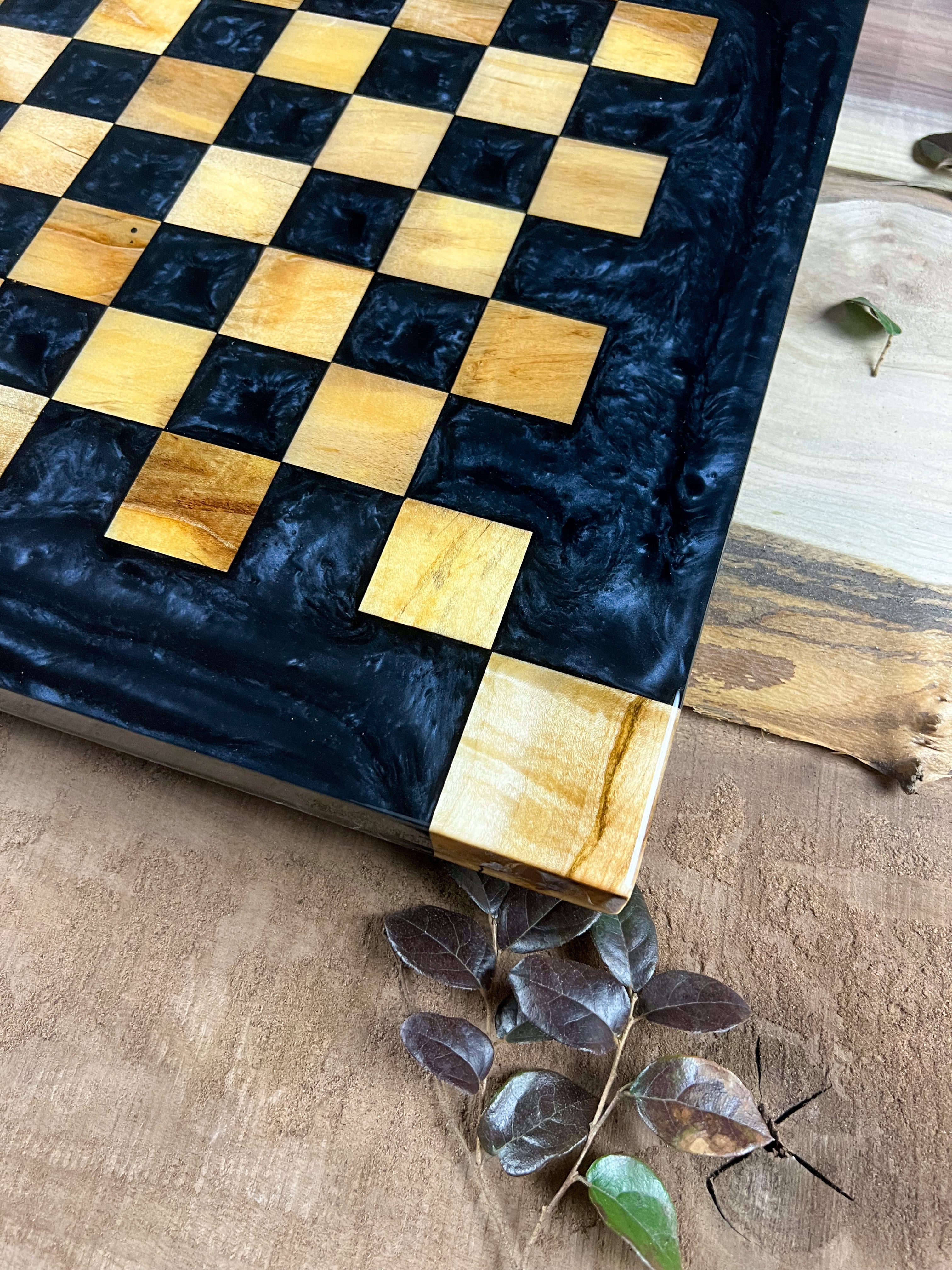 Maple Wood Black Onyx Chess Board