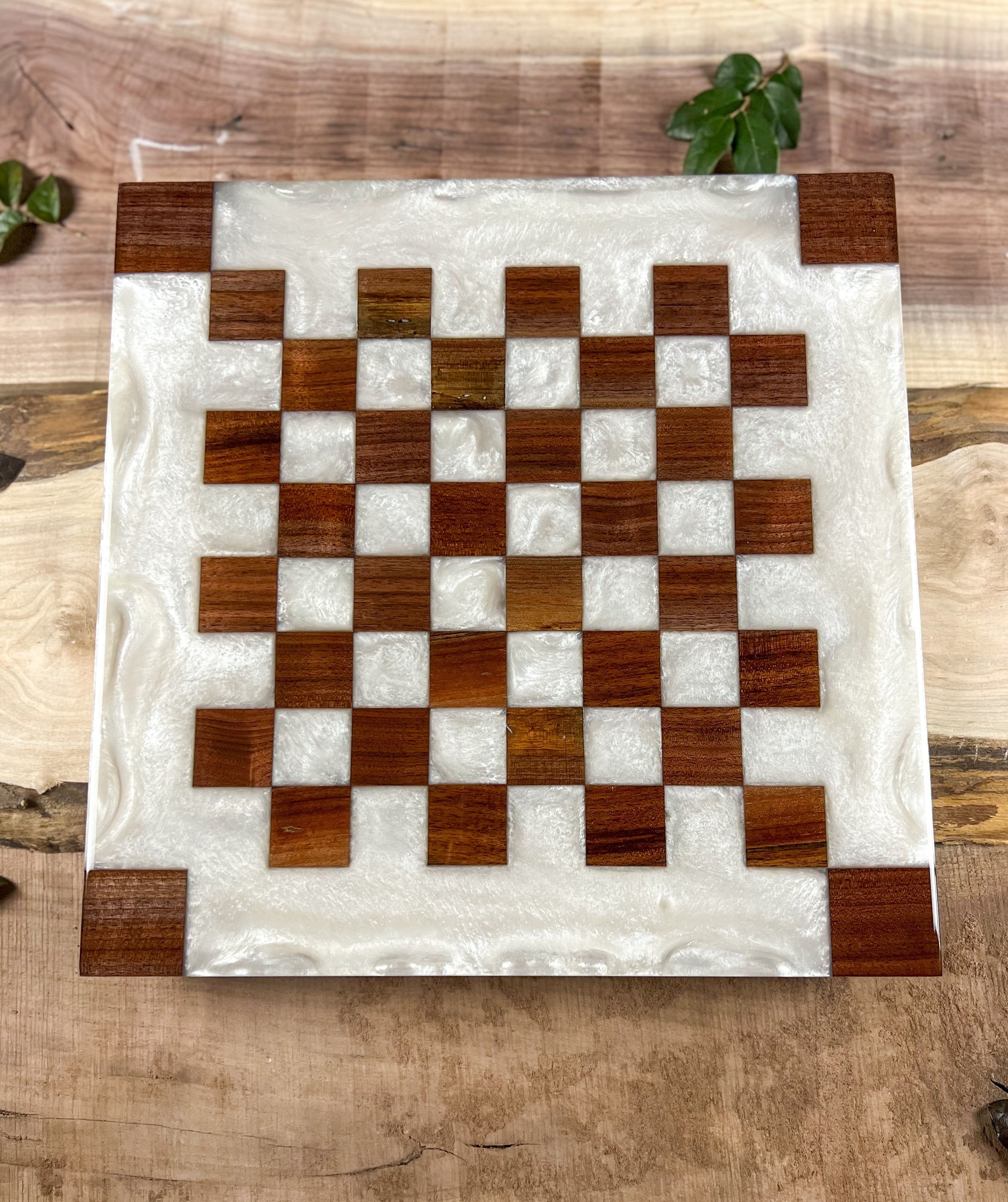 Pure Pearl White Black Walnut Chess Board