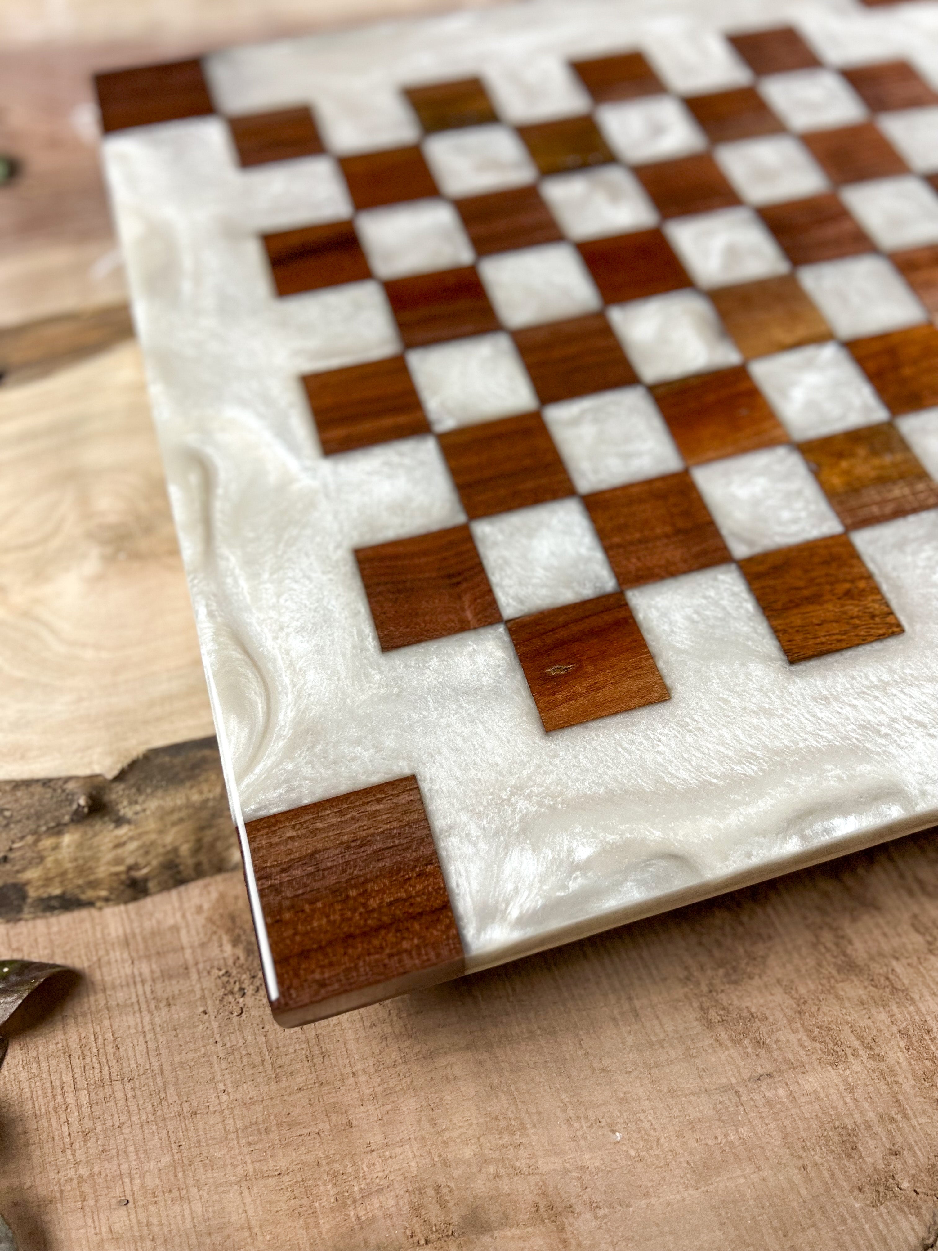 Pure Pearl White Black Walnut Chess Board