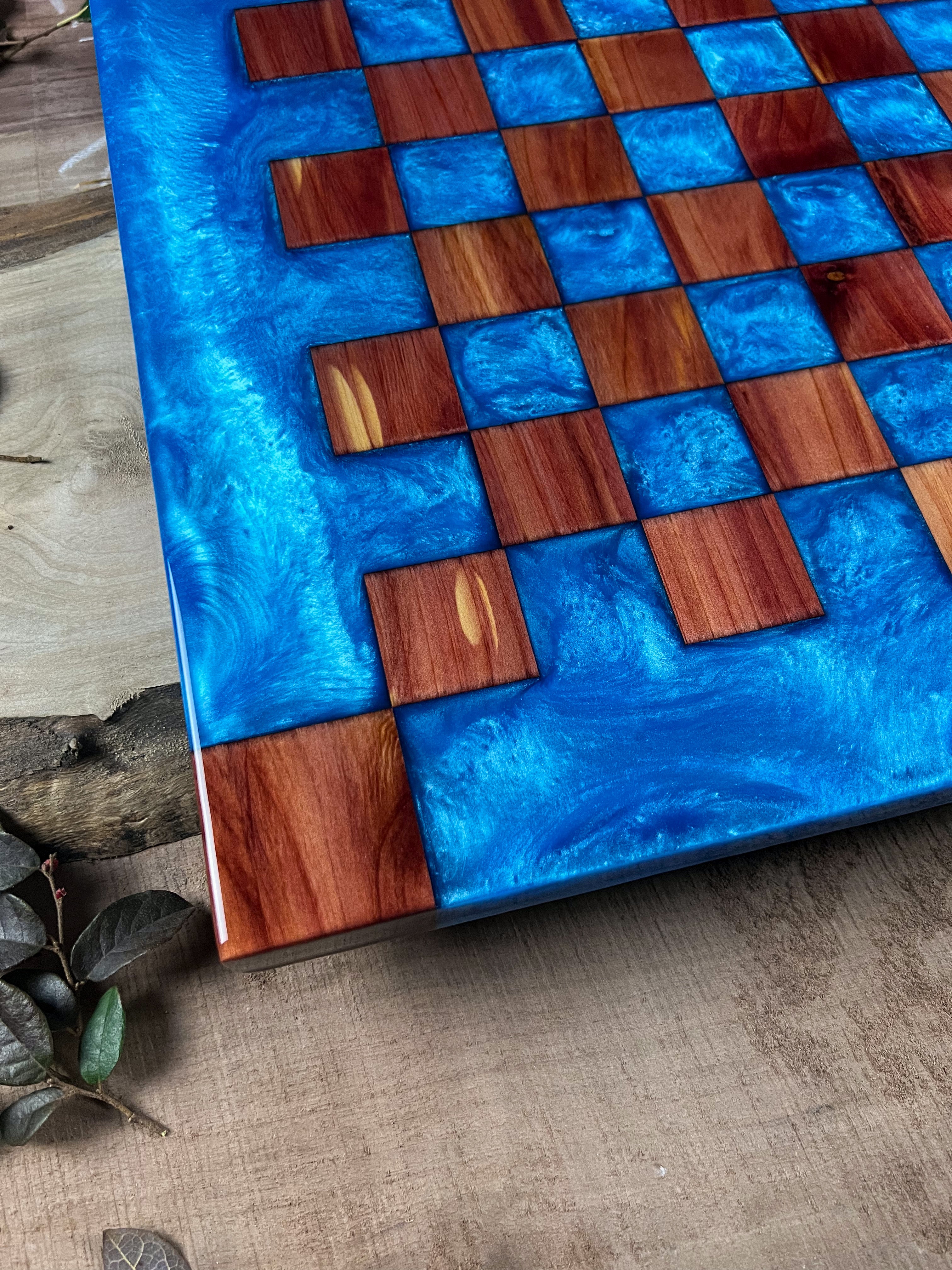Aromatic Cedar Caribbean Blue Chess Board