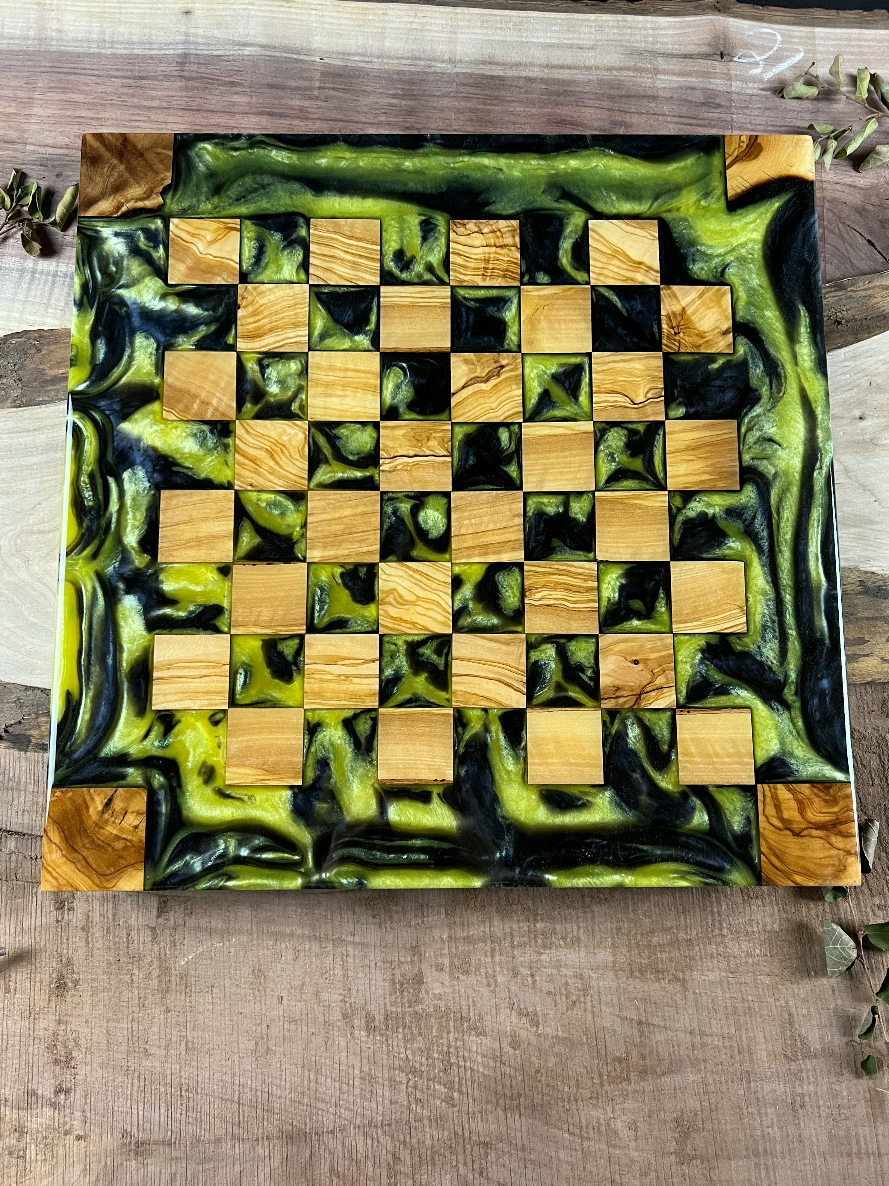 Hufflepuff House Olive Wood Chessboard