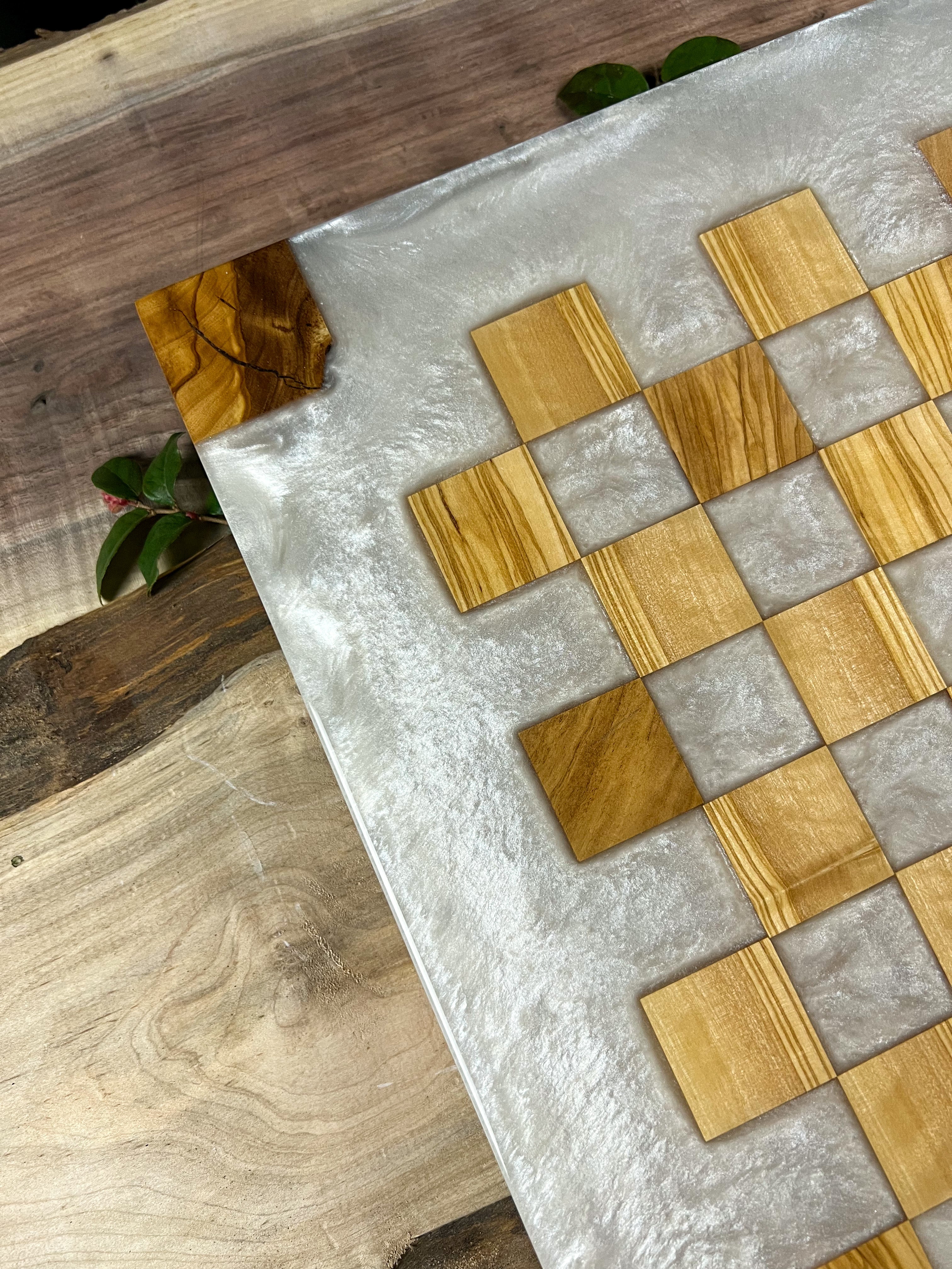 Pure Pearl White Olive Wood Chess Board