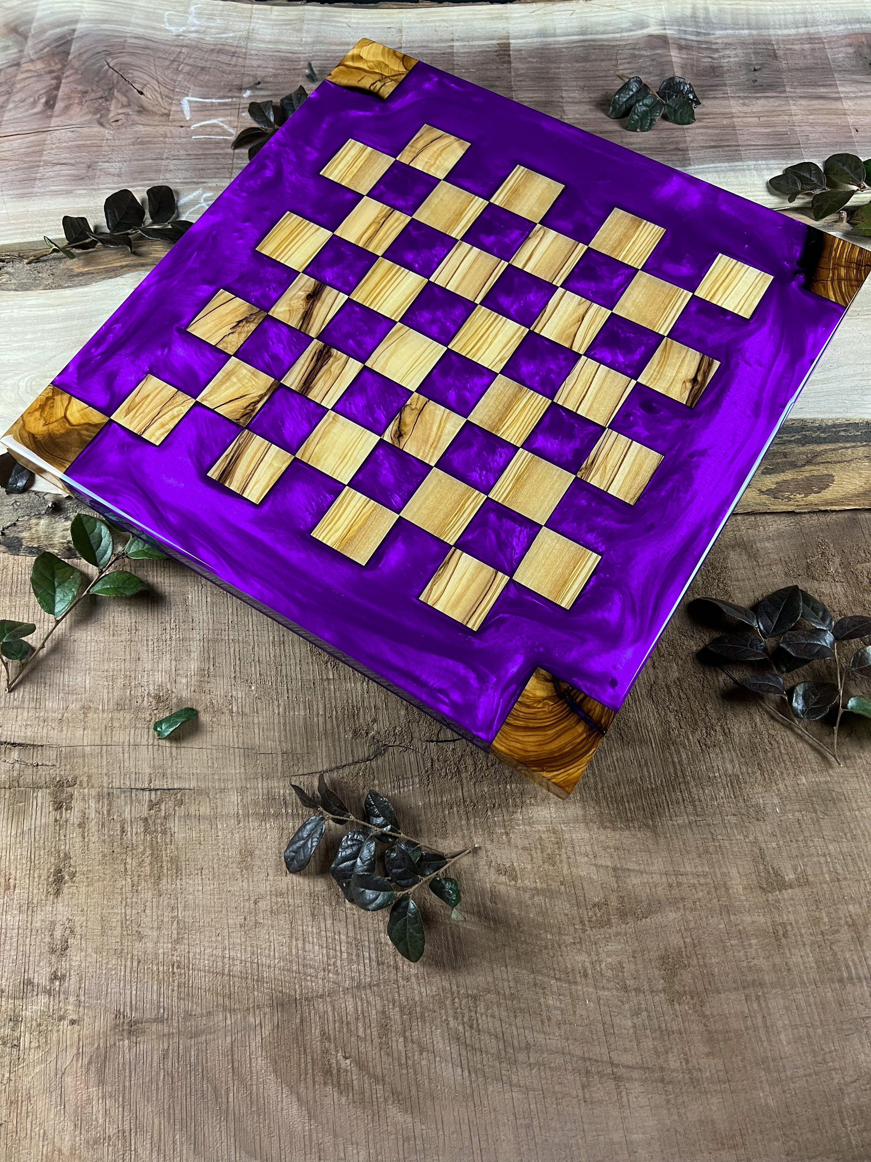 Purple Haze Olive Wood Chess Board