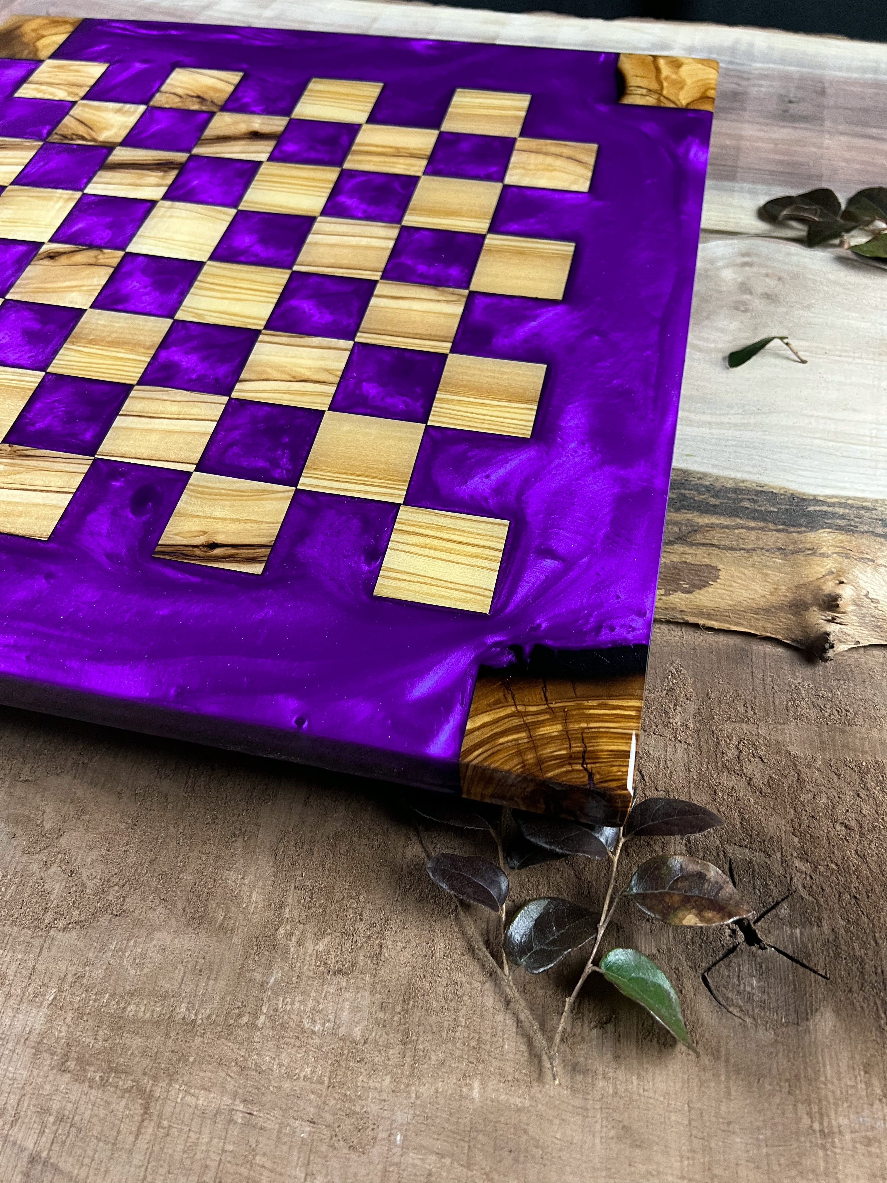 Purple Haze Olive Wood Chess Board